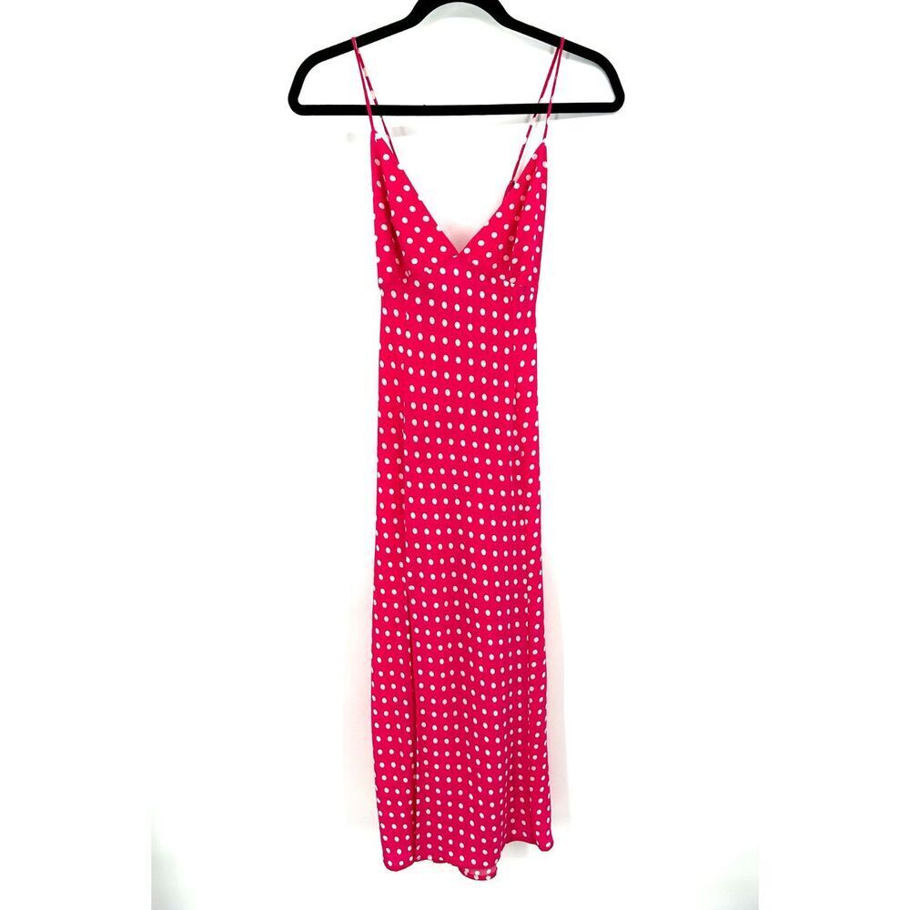 RESA Hot Pink White Polka Dot Harper Slip Midi Dress Lightweight Size Medium - Picture 5 of 10